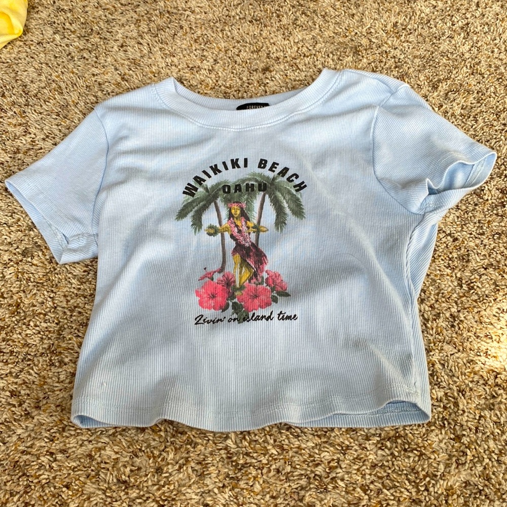 Cute blue hawaii forever 21 top